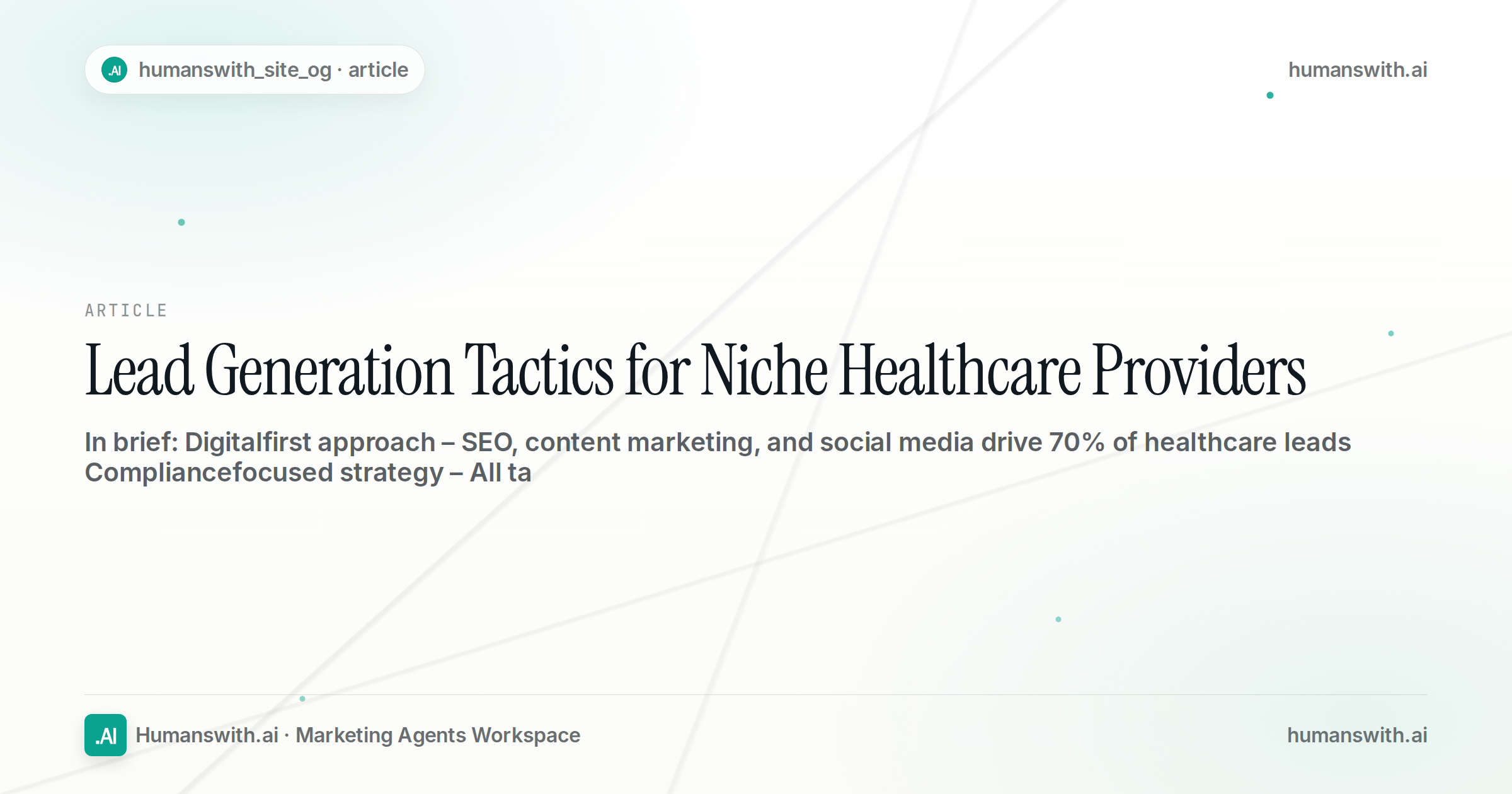 Lead Generation Tactics for Niche Healthcare Providers — cover