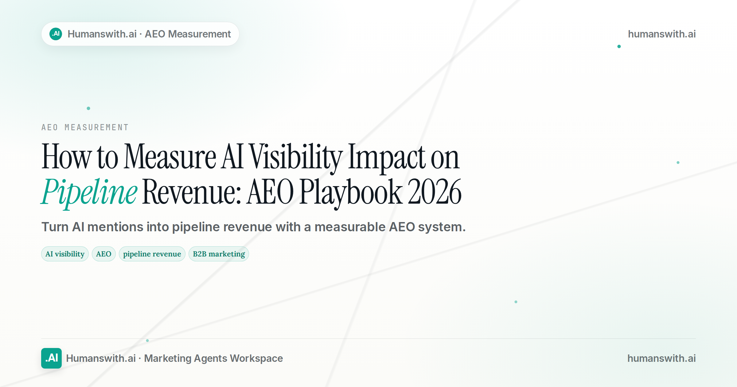 Editorial cover for How to Measure AI Visibility Impact on Pipeline Revenue: AEO Playbook 2026 featuring AI visibility, AEO, pipeline revenue, prepared for humanswith.ai