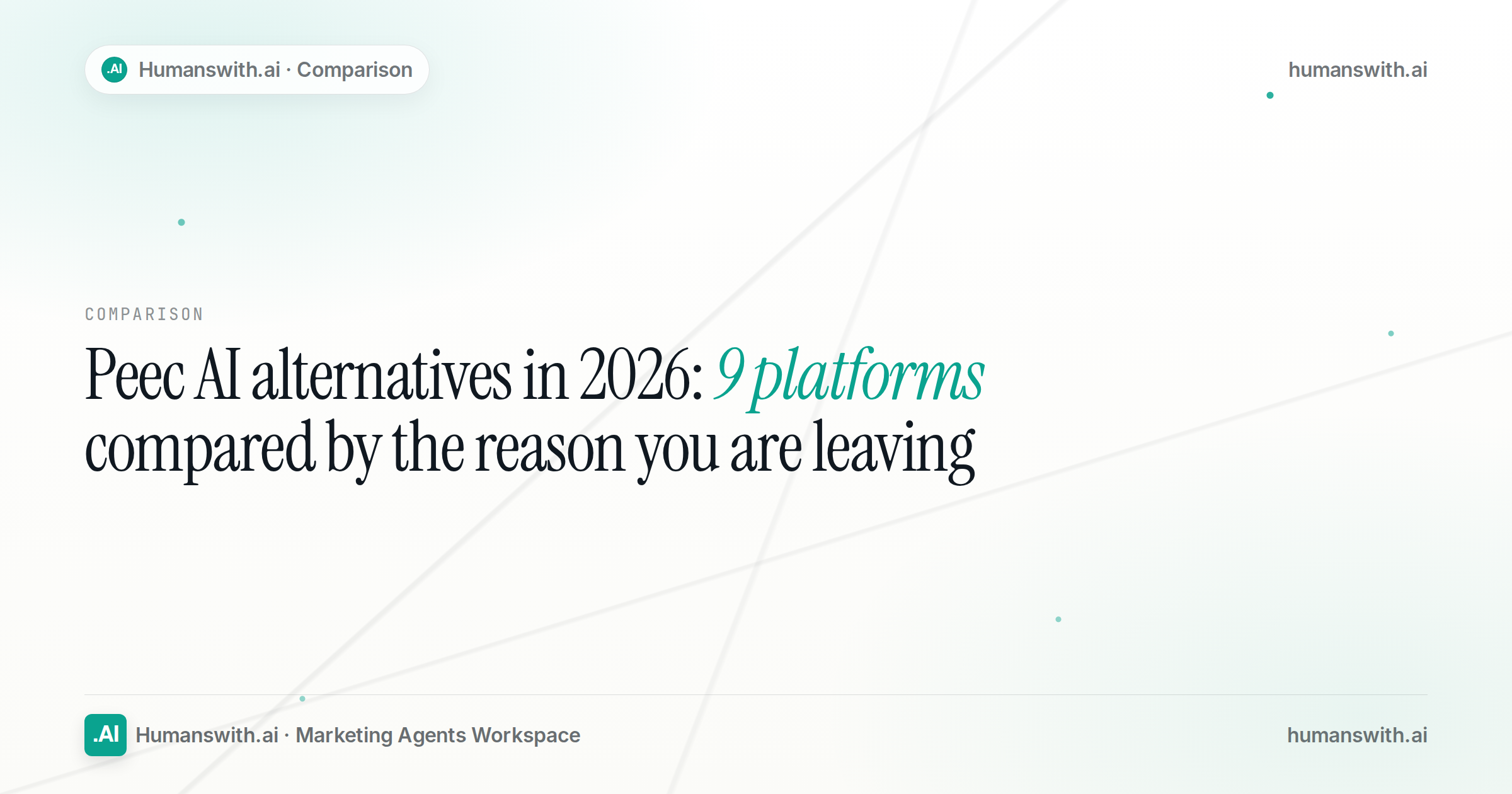 Editorial cover: Peec AI alternatives in 2026, 9 platforms compared by the reason you are leaving, Humanswith.AI