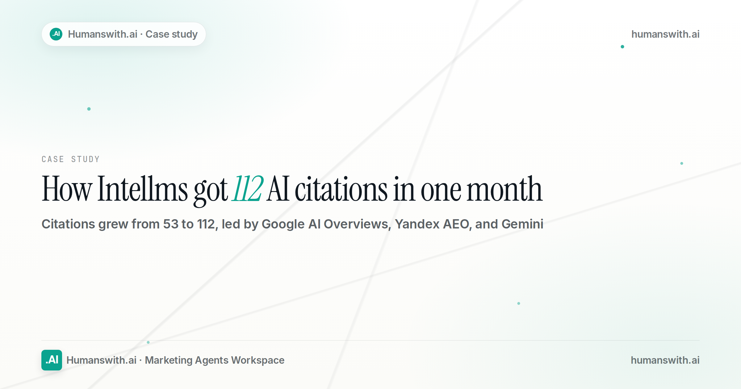 Cover for the case study on how Intellms grew from 53 to 112 AI citations in one month