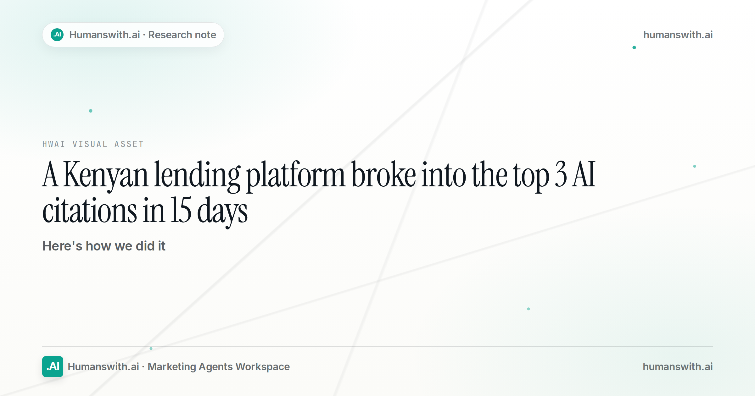 A Kenyan lending platform broke into the top 3 AI citations in 15 days. Here's how — cover