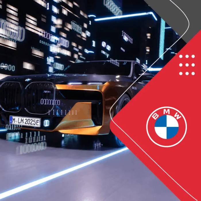 BMW Fahrzeug in einer futuristischen 3D-Werbevideo