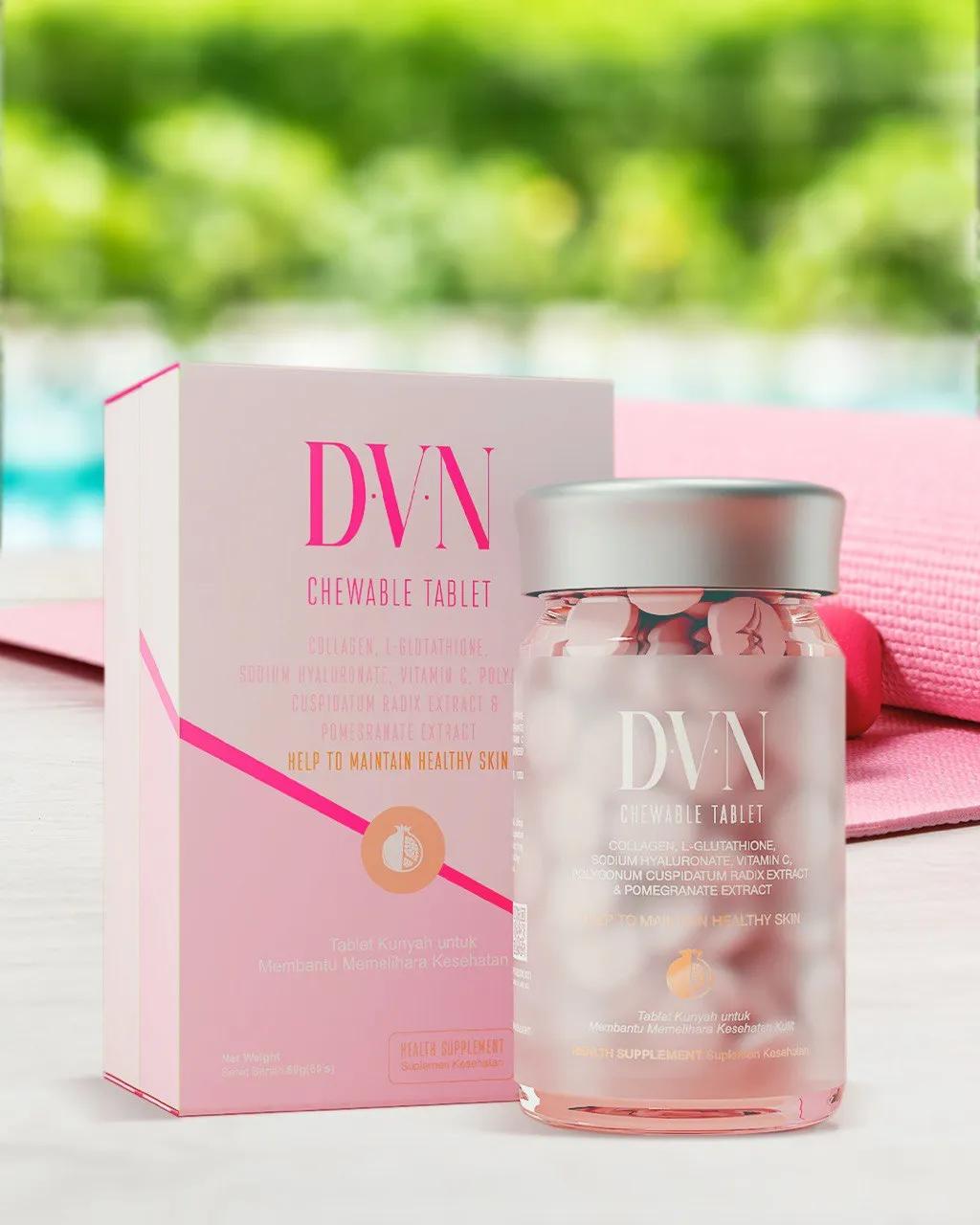 DVN Collagen asli — box dan botol original dengan security features