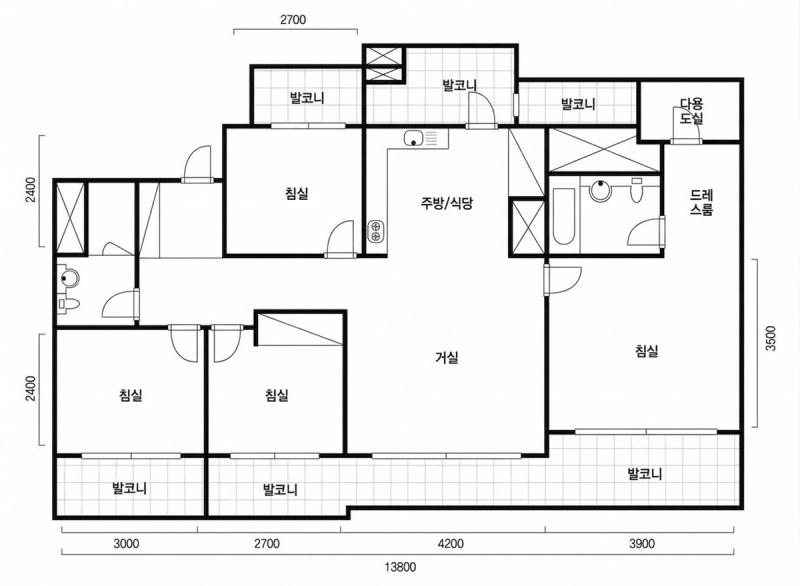 용산 e-편한세상 33B평형 평면도