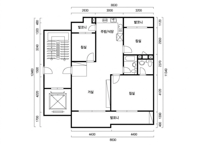 중동대림아파트 32평형 평면도