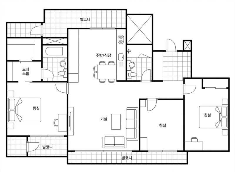 서초 호반 써밋 38평형 평면도