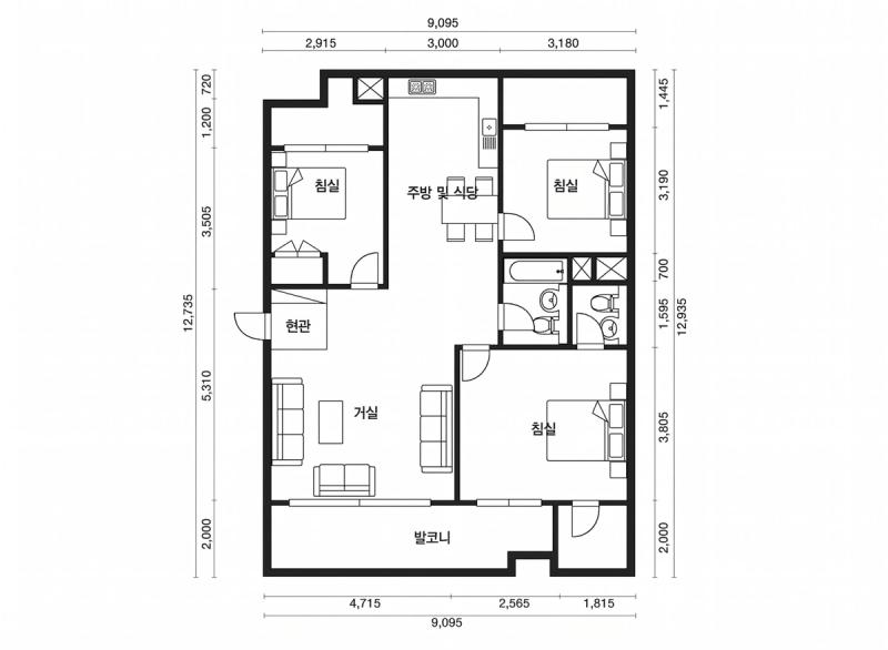 래미안상도2차 30평형 평면도