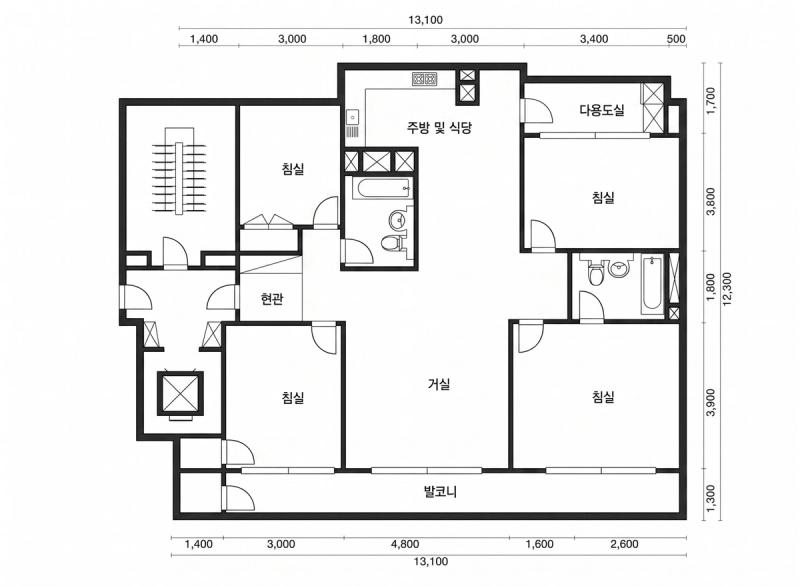 신동아 4차 41평형 평면도