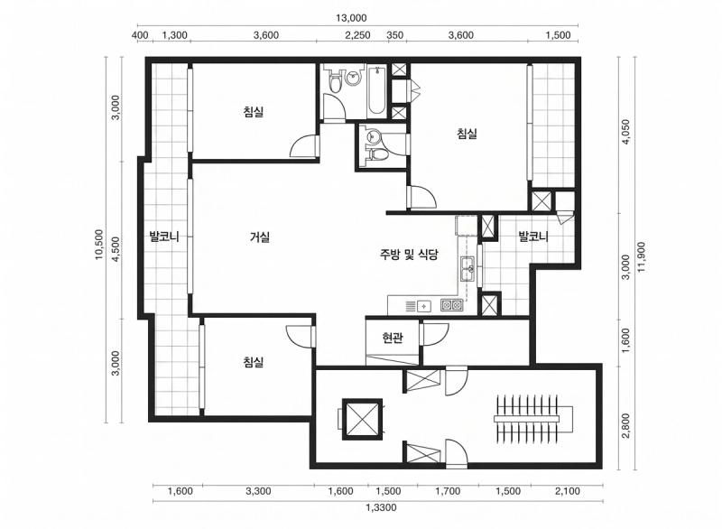 삼호 그린 32평형 평면도