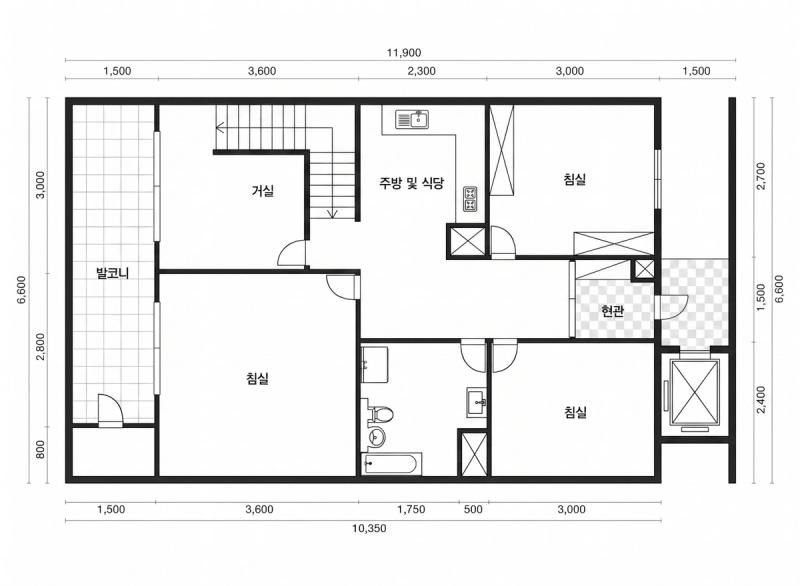 마포 쌍용 황금 25평형 평면도