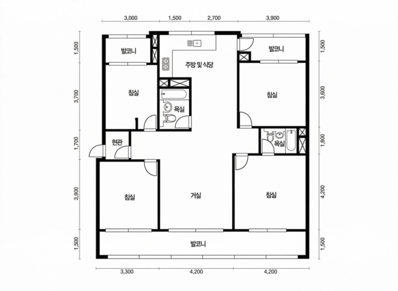 옥수 하이츠 42평형 평면도
