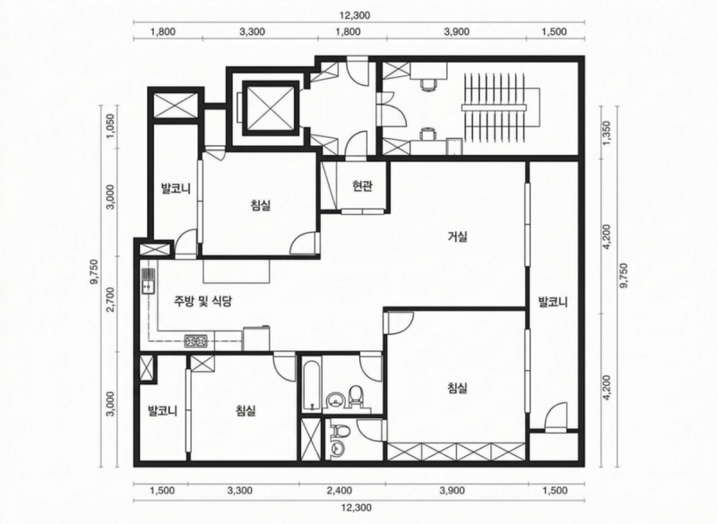 풍납 쌍용 32평형 평면도