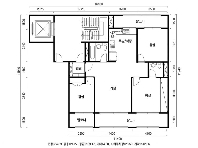 사당 휴먼시아 33A평형 평면도