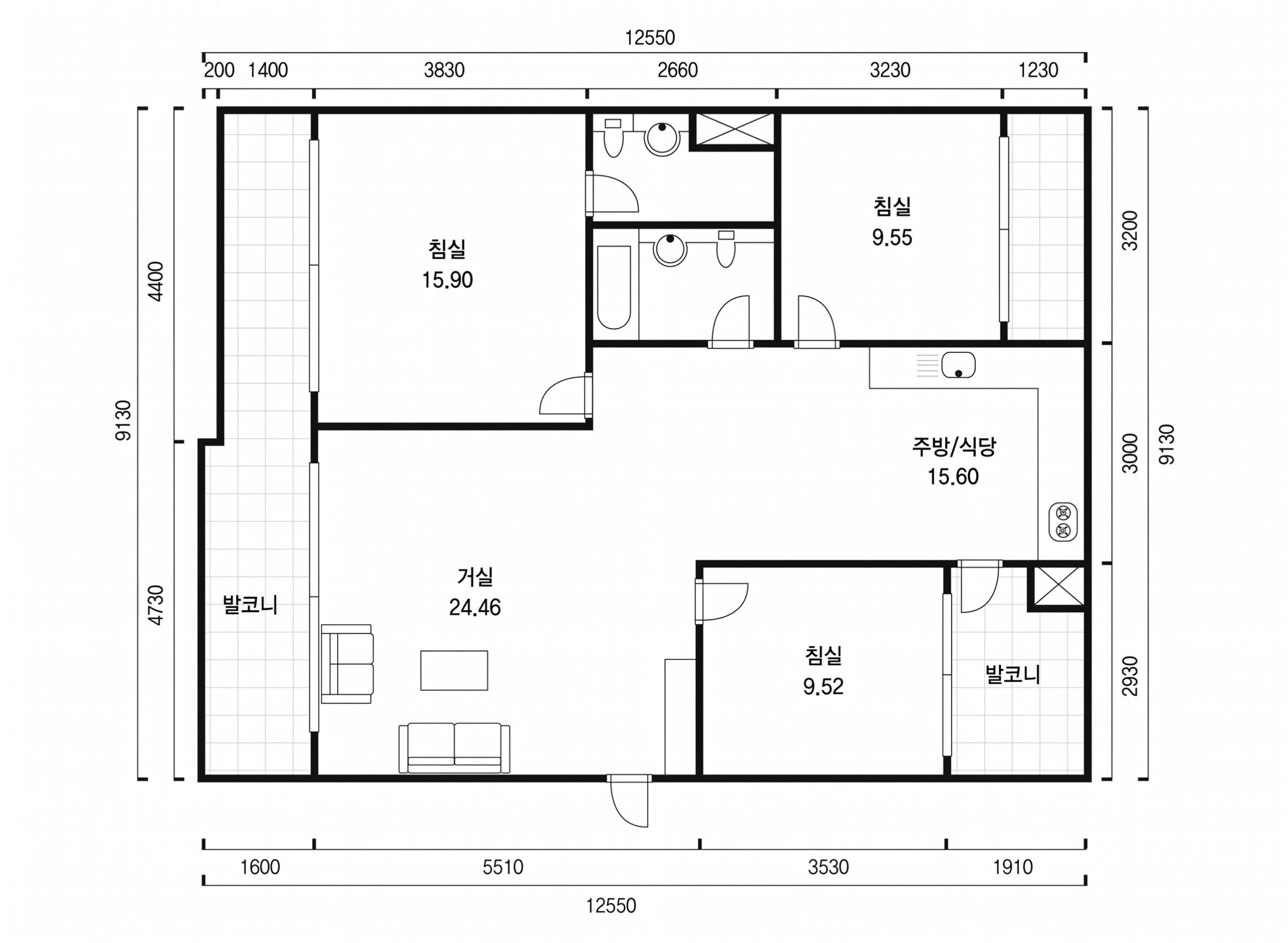 염창월드메르디앙 인테리어 평면 구조