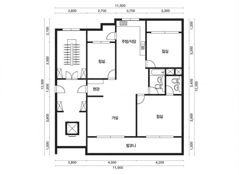 금호 브라운스톤 1차 32평형 평면도