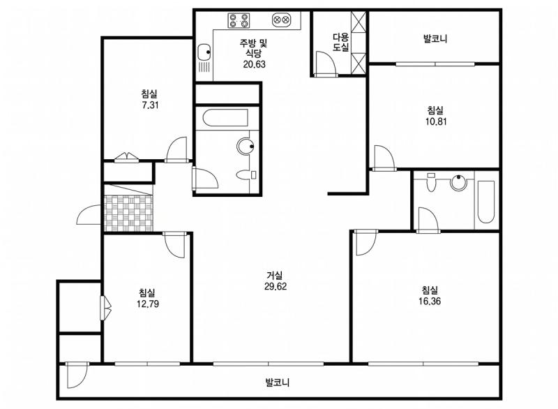 사당우성2단지 41A평형 평면도