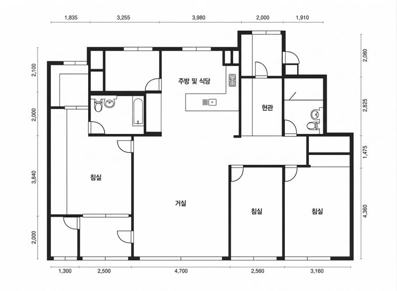 효창 파크푸르지오 33평형 평면도