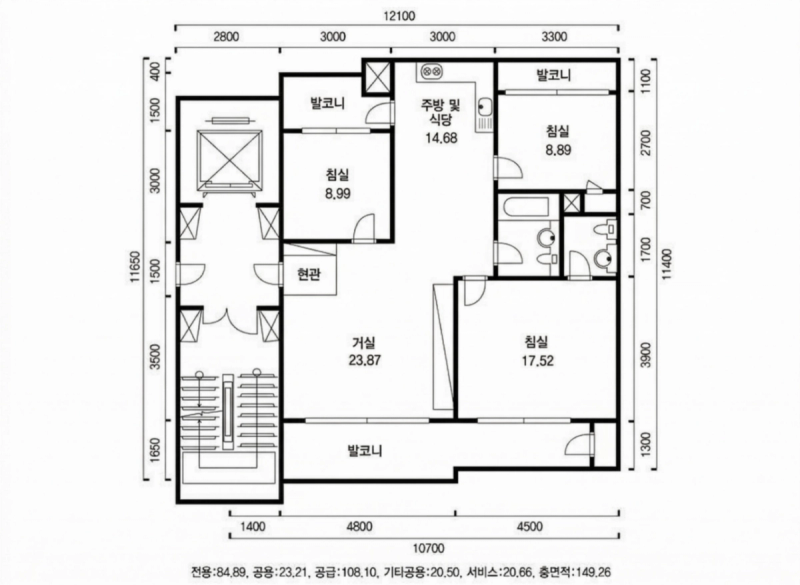 청계 현대 32평형 평면도