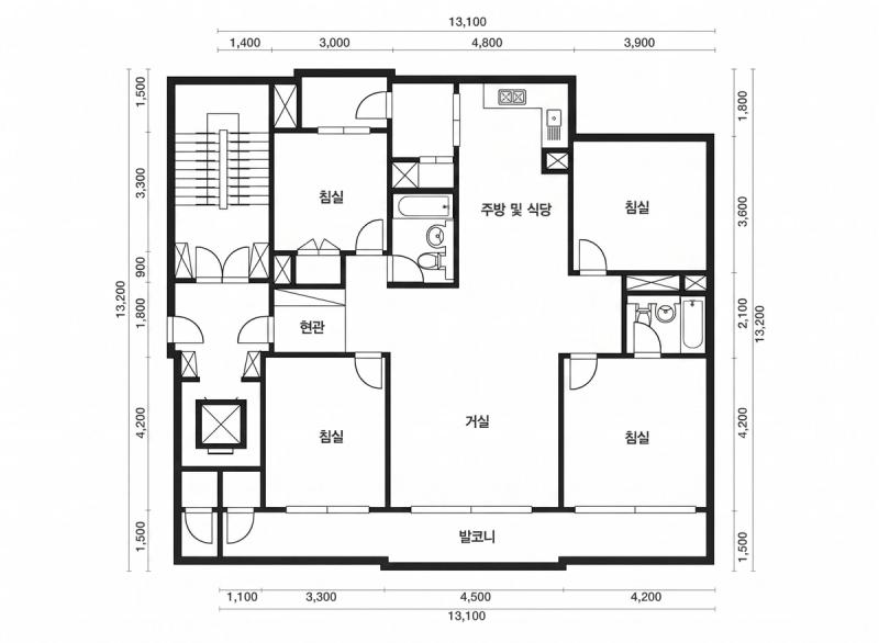 신대방 우성1차 44평형 평면도