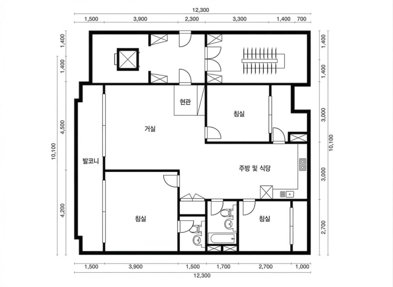 노량진우성아파트 32평형 평면도