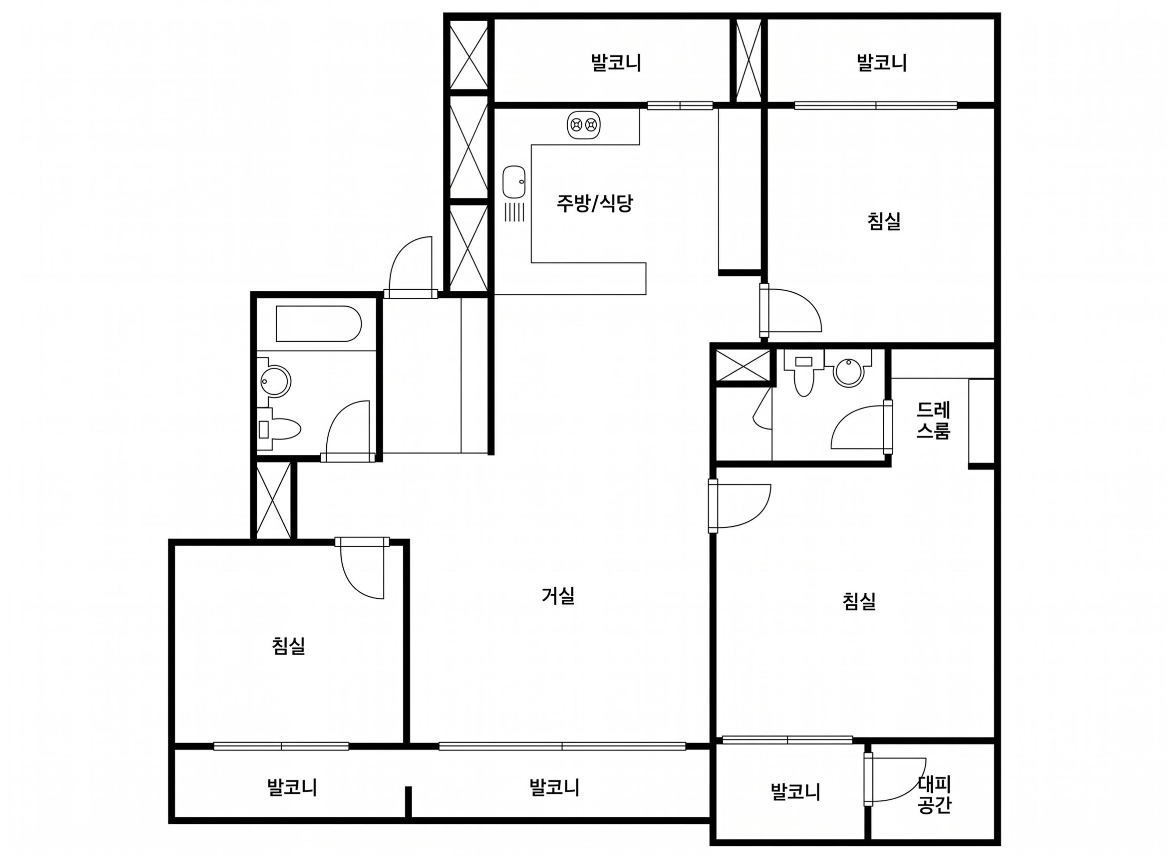 테헤란아이파크 35평 인테리어 평면 구조