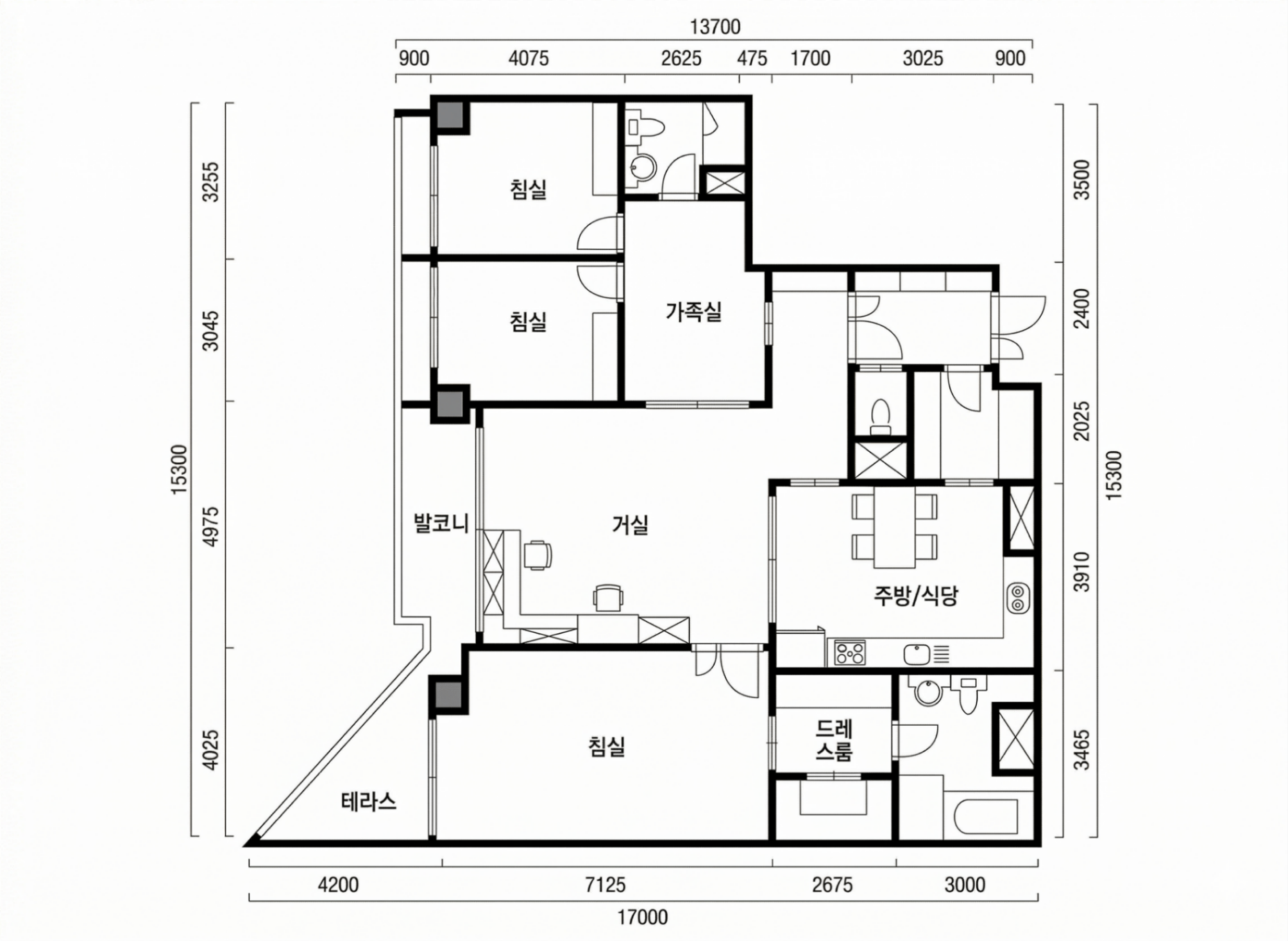 신천롯데캐슬골드 인테리어 평면 구조