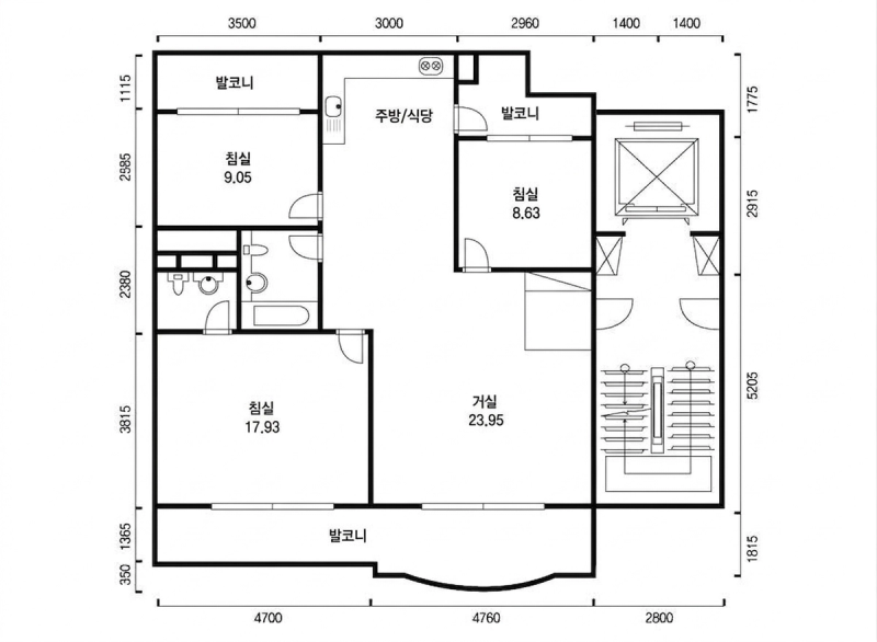 금호 삼성 래미안 31평형 평면도