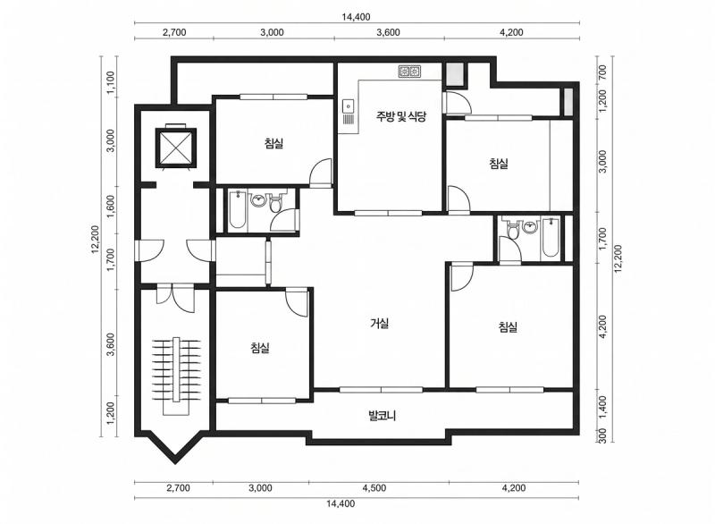 한가람 43평형 평면도
