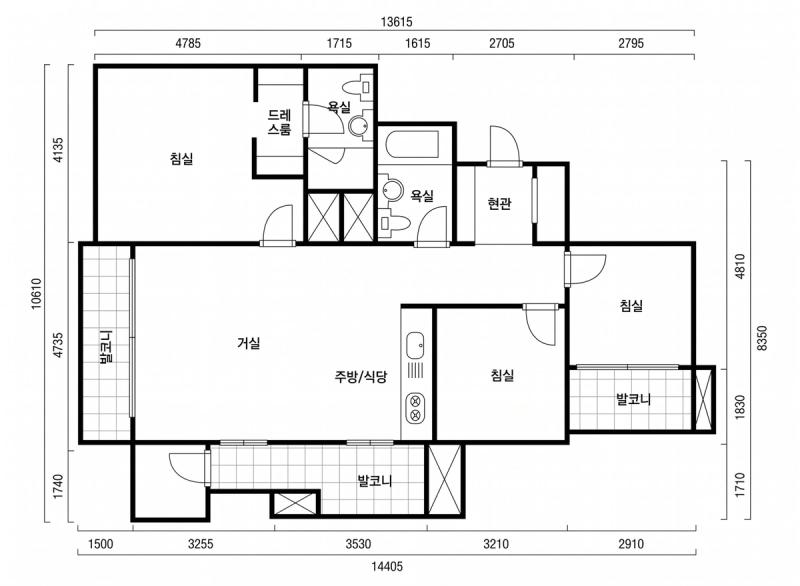 마포 자이 2차 33평형 평면도