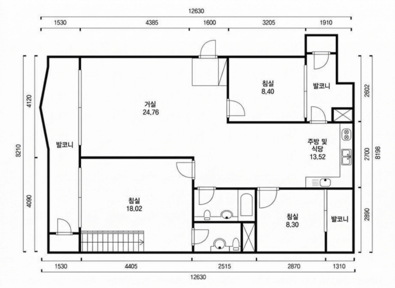 방이 금호어울림 32평형 평면도