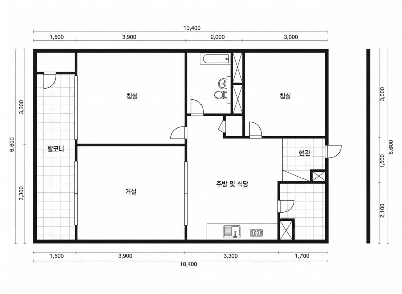 대방현대2차 25평형 평면도