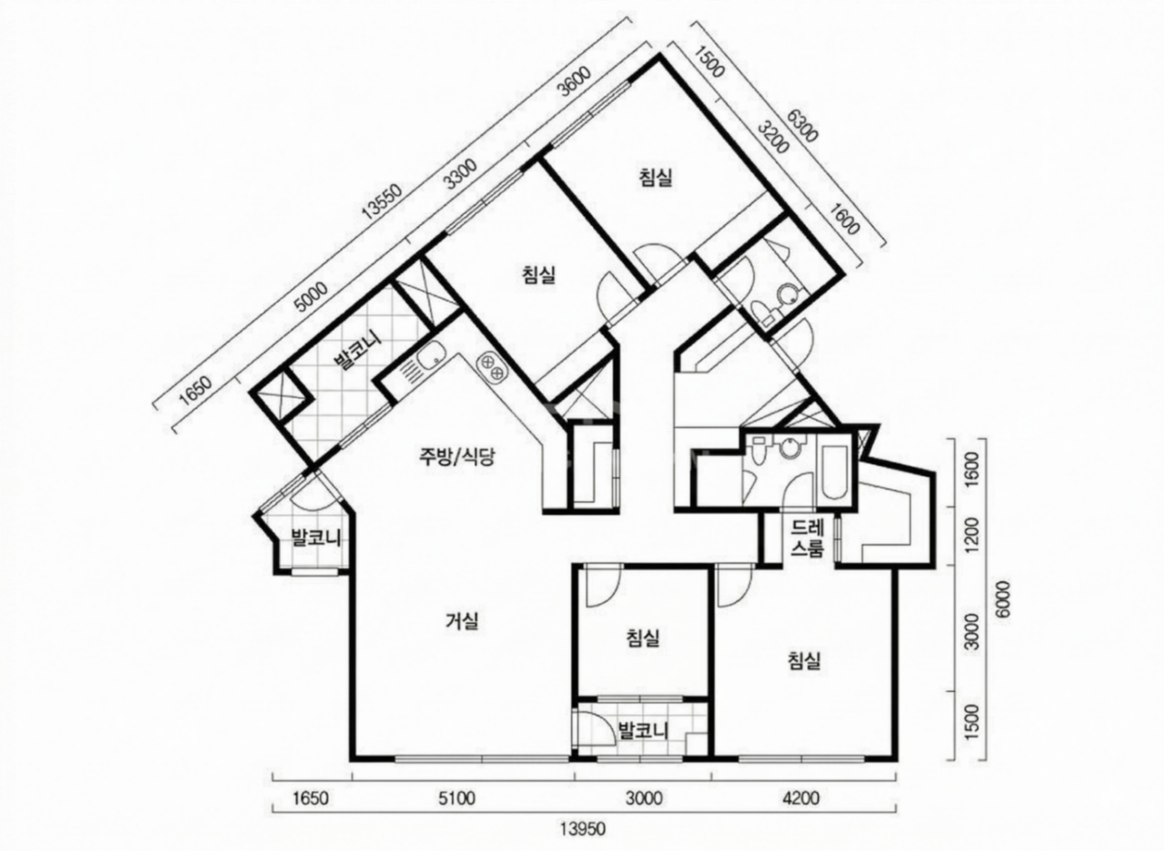 개나리SK뷰 48평 인테리어 평면 구조