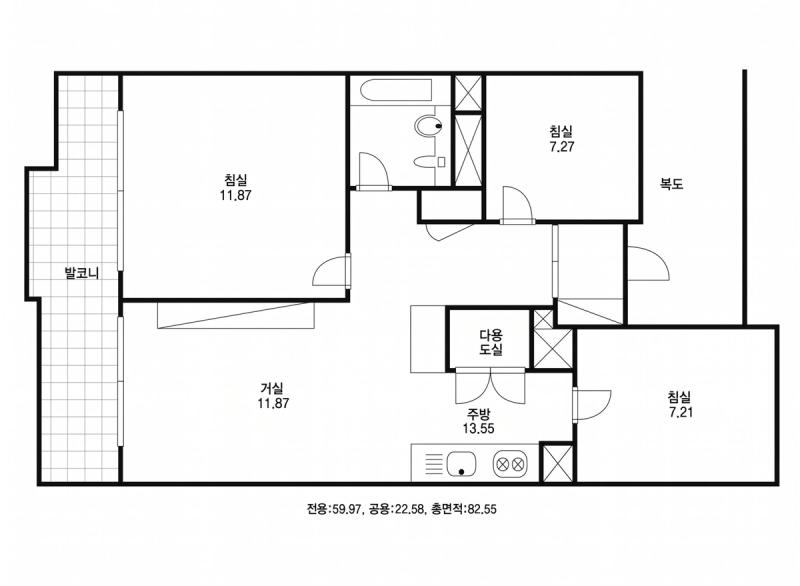 대방주공2단지 24평형 평면도