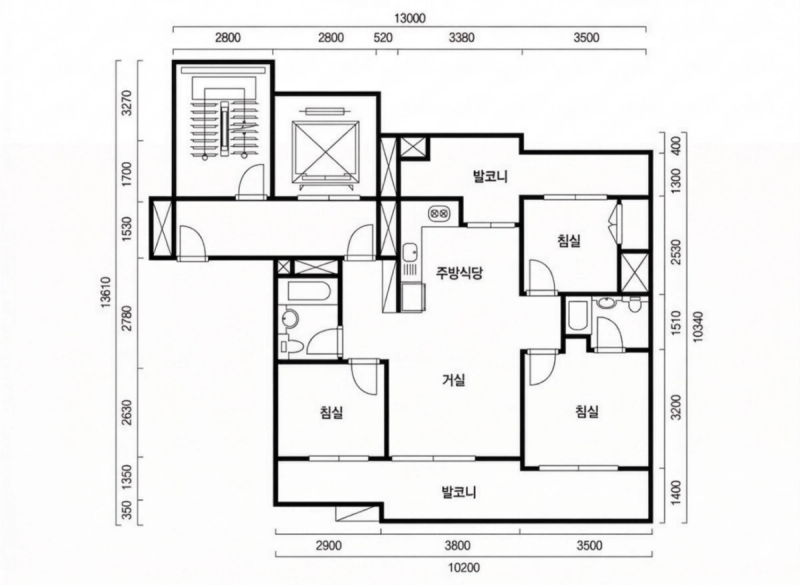 라일락신성미소지움 26평형 평면도