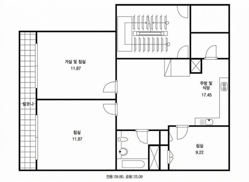 수서 1-2단지 25평형 평면도