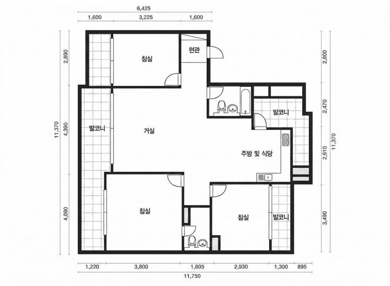 공덕래미안2차 33평형 평면도