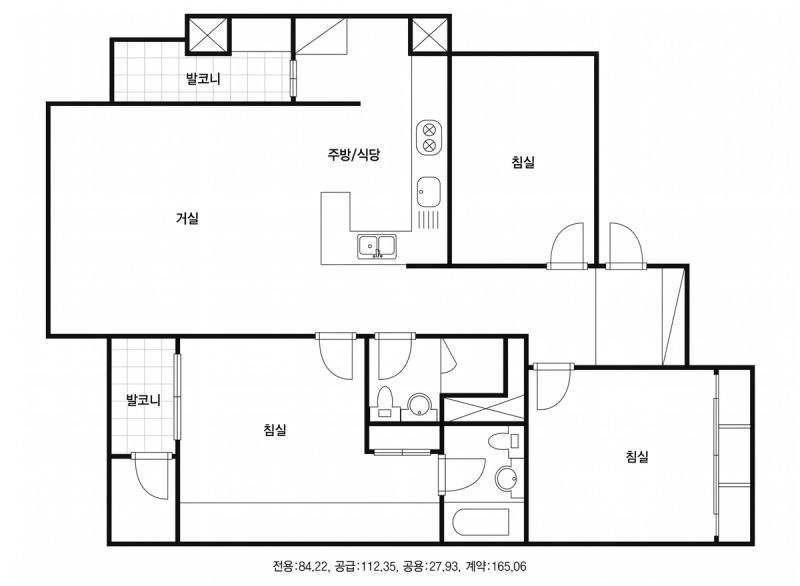 두산위브트레지움 34평형 평면도