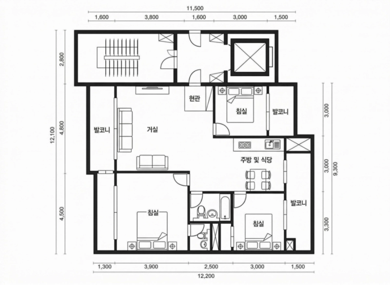 가락 쌍용 2차 32평형 평면도