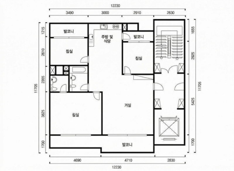송파 삼성 래미안 33평형 평면도