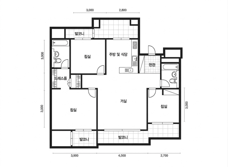 래미안 하이리버 33평형 평면도
