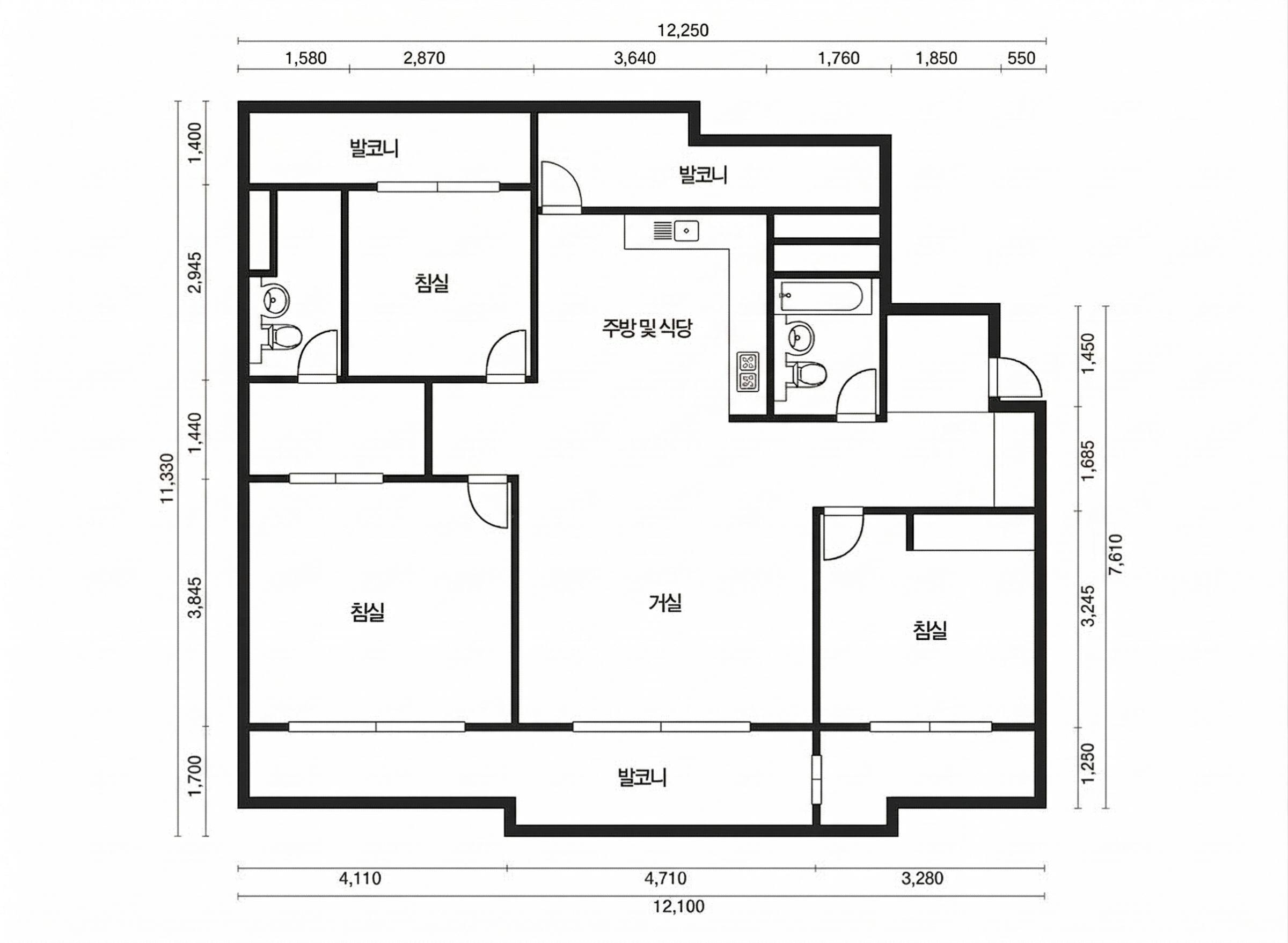 용산파크e-편한세상 인테리어 평면 구조 1