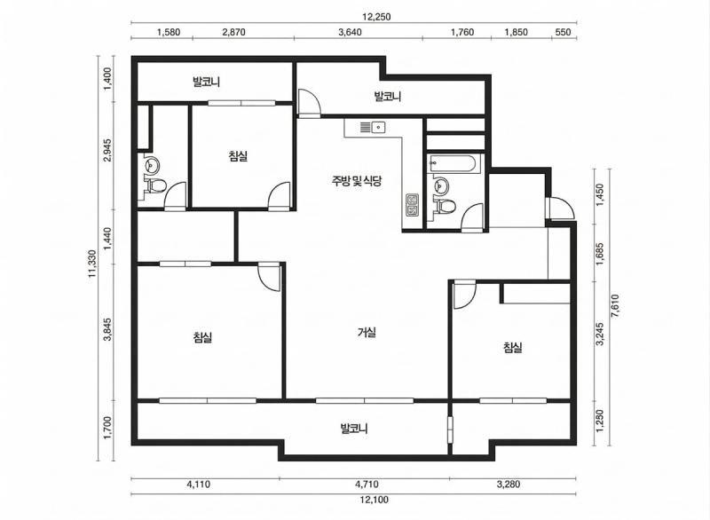 용산파크e-편한세상 31평형 평면도