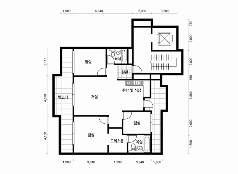 송파 파인타운 7단지 34평형 평면도