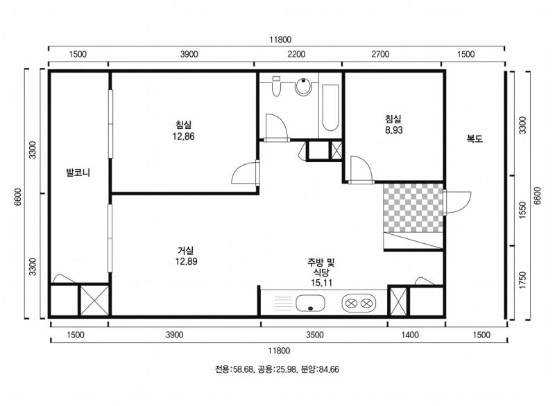 상록 25평형 평면도