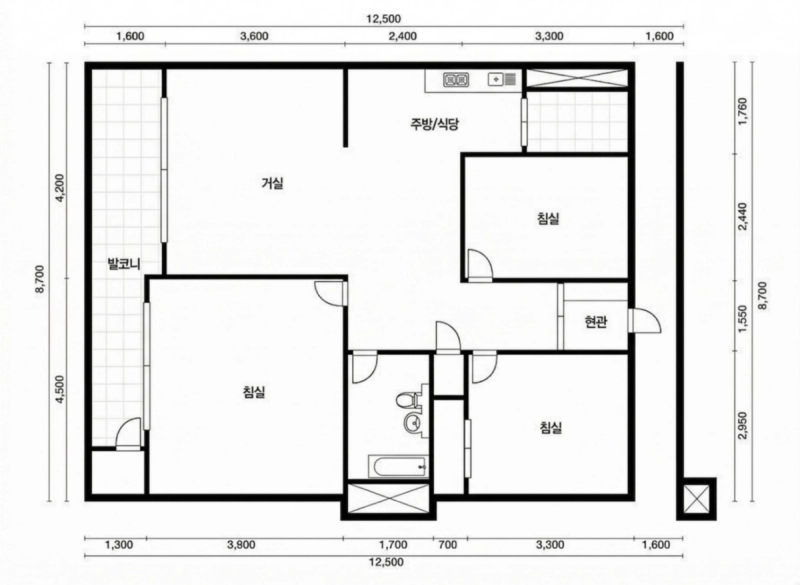 응봉 대림 2차 34평형 평면도