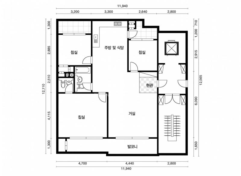 사당 삼익 그린뷰 32평형 평면도