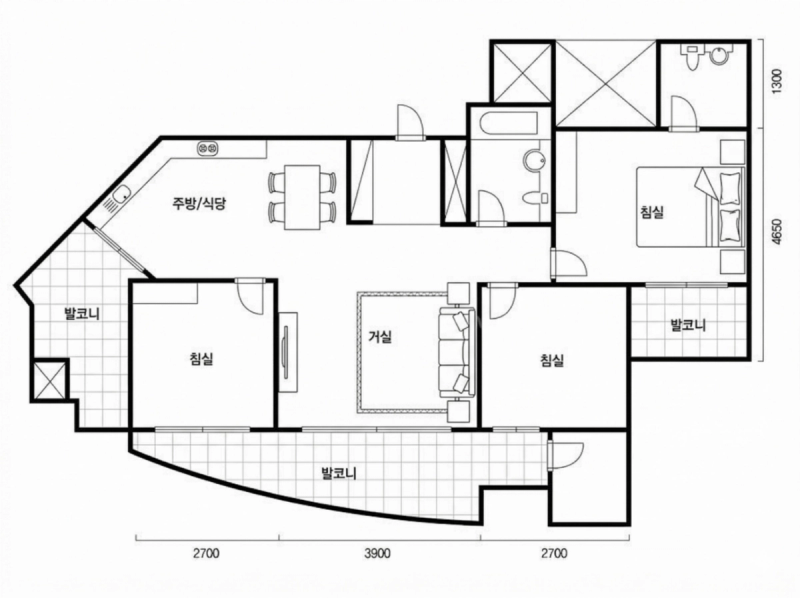 래미안 송파 파인탑 26평형 평면도