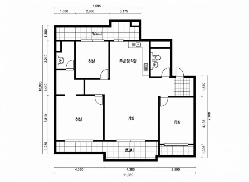 세방리버하이빌 32A평형 평면도