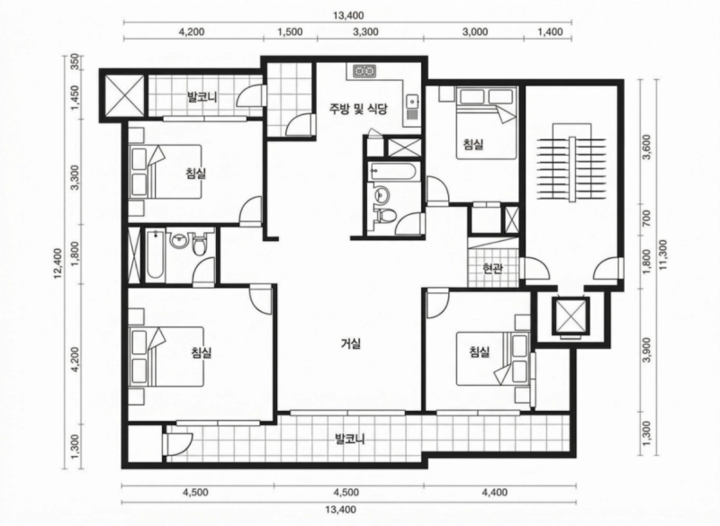 오금 대림 44평형 평면도