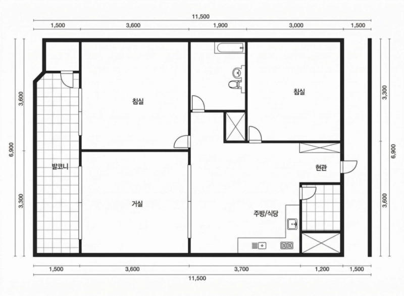 행당 신동아 24평형 평면도